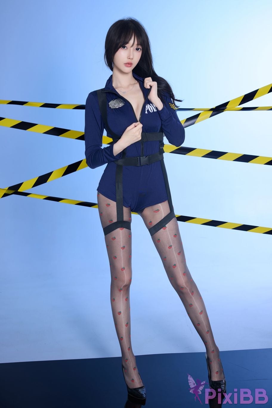 No watermark for in app purchases Yueer Yue er XIUREN Model Blue sexy uniform PixiBB.COM 024