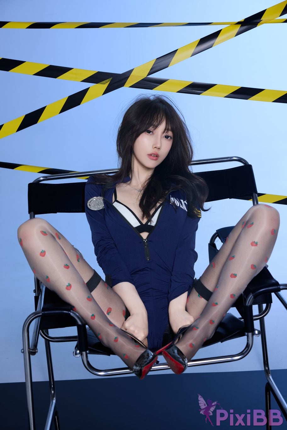 No watermark for in app purchases Yueer Yue er XIUREN Model Blue sexy uniform PixiBB.COM 033