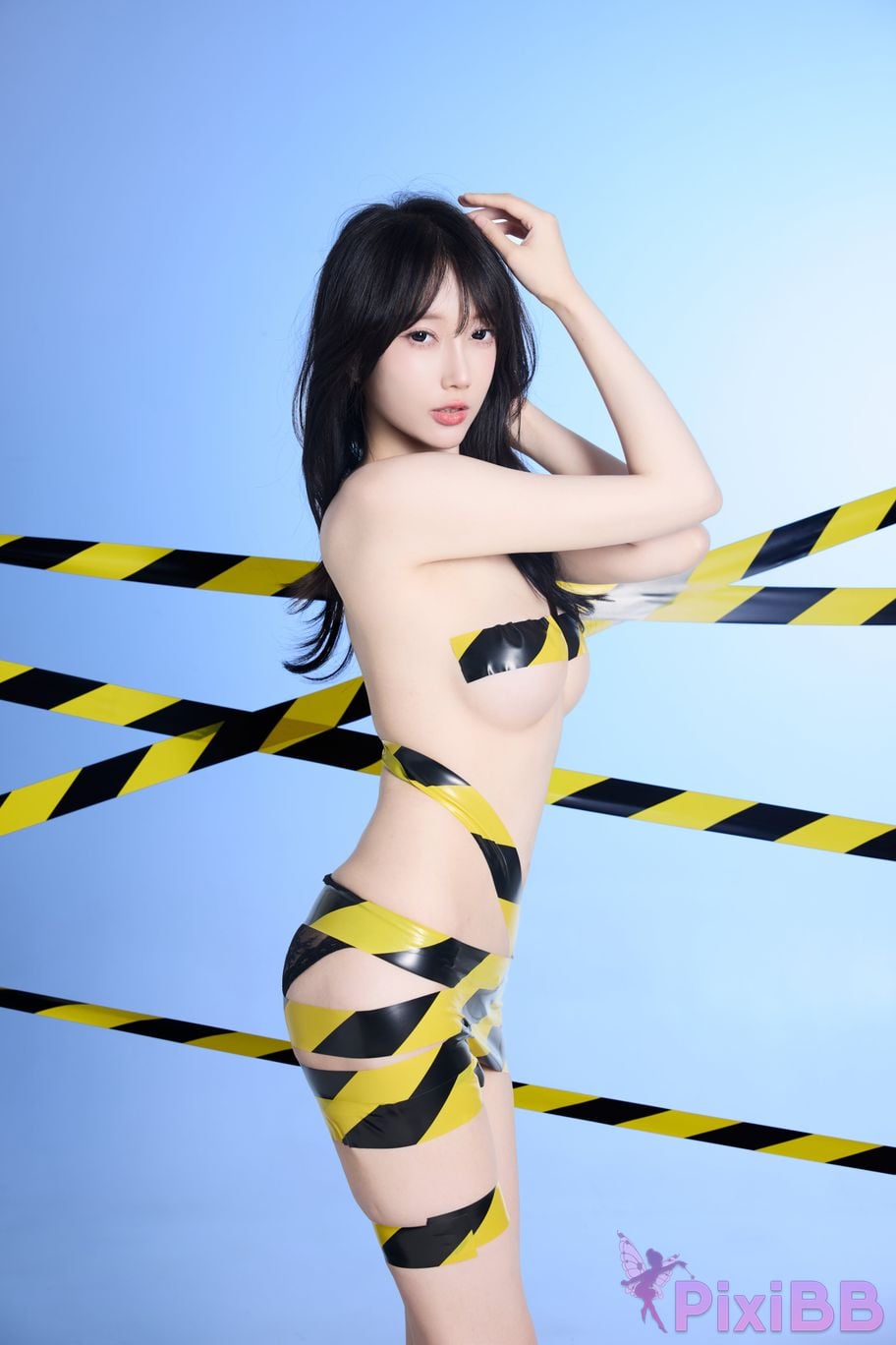 No watermark for in app purchases Yueer Yue er XIUREN Model Blue sexy uniform PixiBB.COM 070