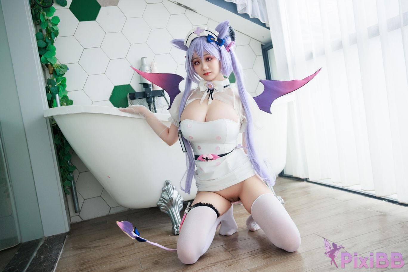 Cosplayer A Xuexue Genshin Carved succubus nurse PixiBB.COM 001