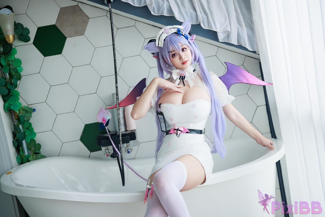 Cosplayer A Xuexue Genshin Carved succubus nurse PixiBB.COM 006