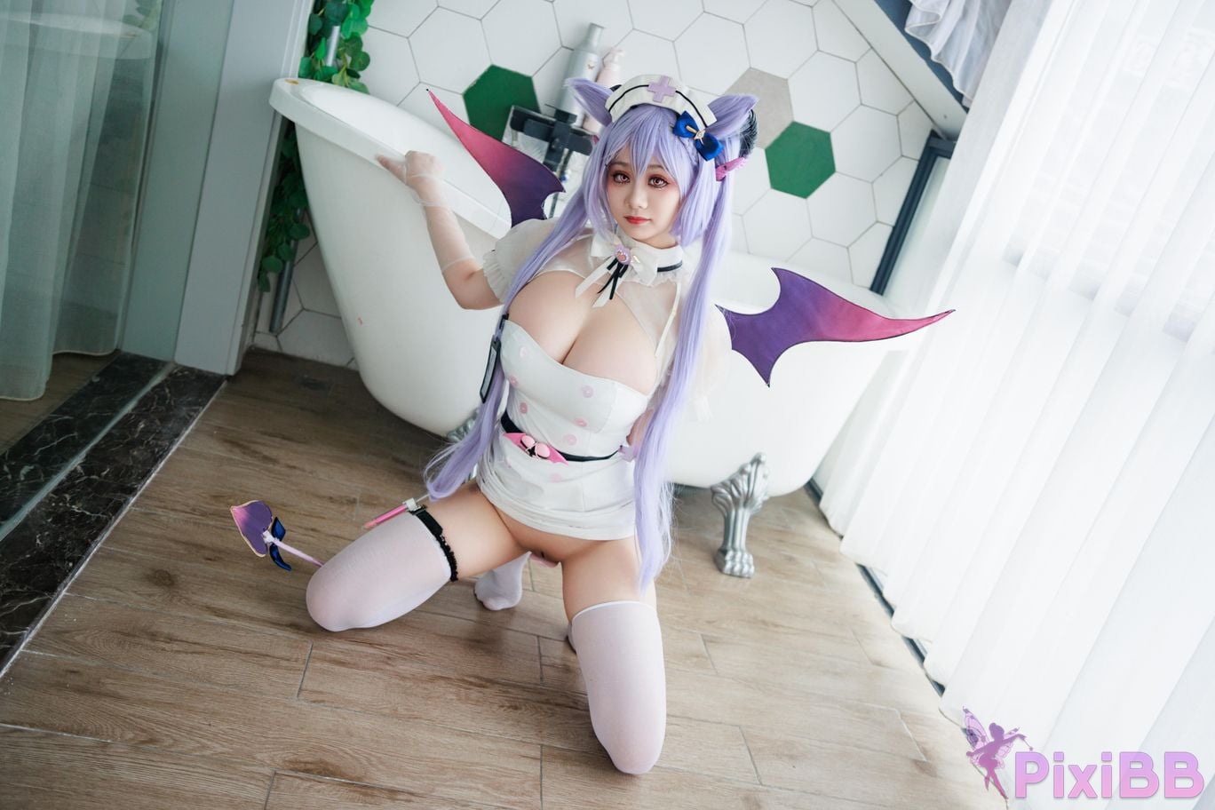 Cosplayer A Xuexue Genshin Carved succubus nurse PixiBB.COM 007
