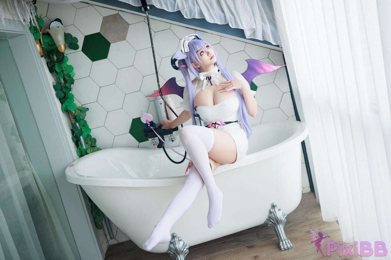 Cosplayer A Xuexue Genshin Carved succubus nurse PixiBB.COM 010