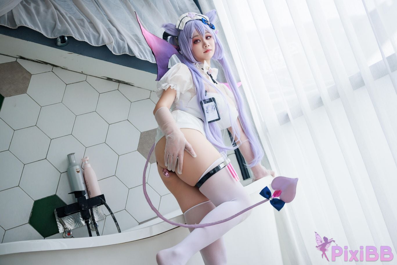 Cosplayer A Xuexue Genshin Carved succubus nurse PixiBB.COM 011