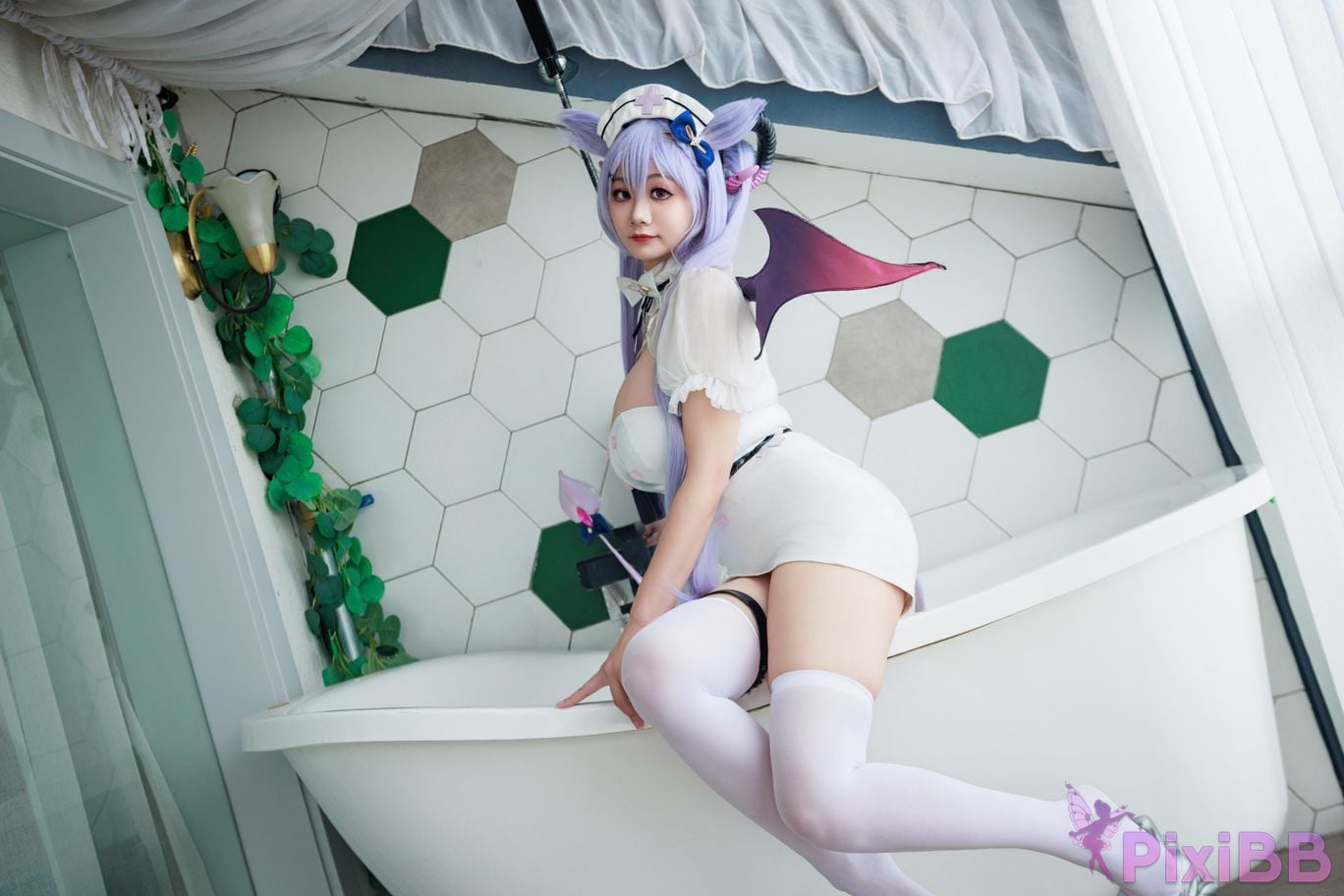 Cosplayer A Xuexue Genshin Carved succubus nurse PixiBB.COM 012