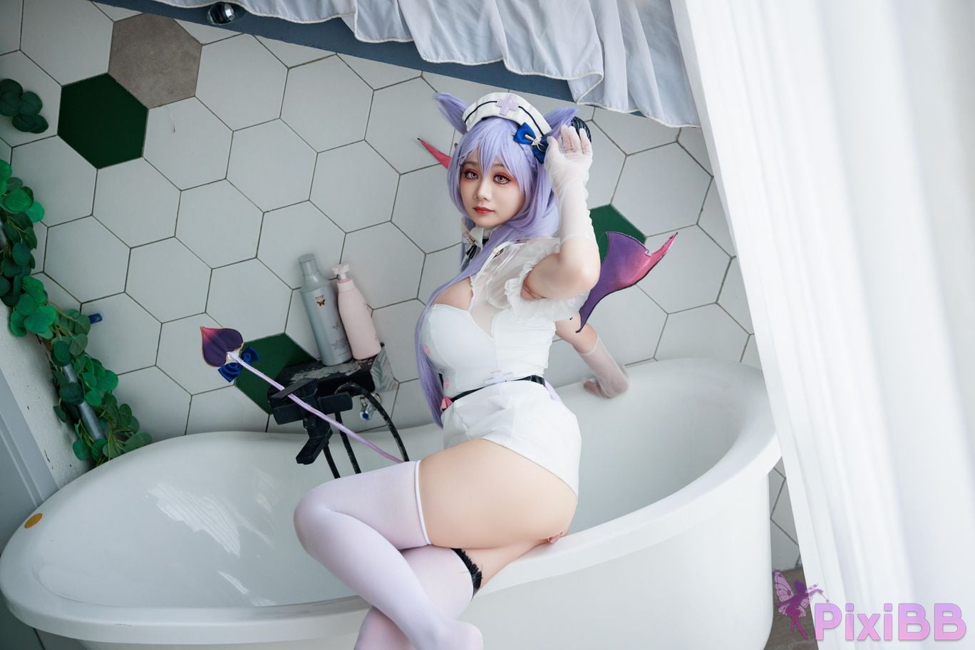 Cosplayer A Xuexue Genshin Carved succubus nurse PixiBB.COM 017