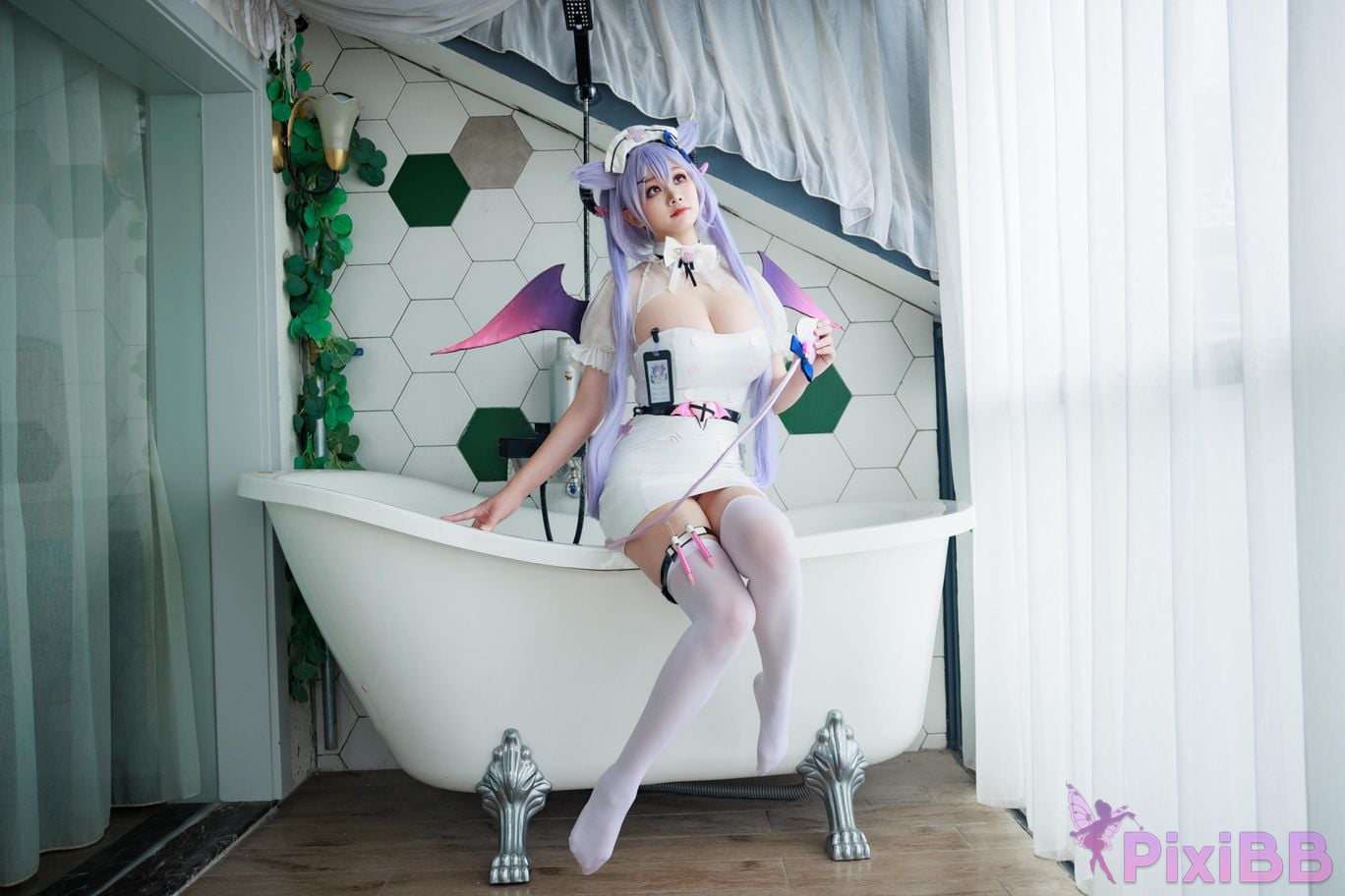 Cosplayer A Xuexue Genshin Carved succubus nurse PixiBB.COM 020