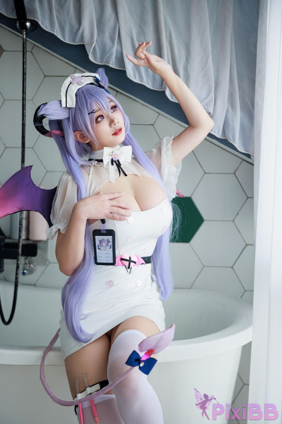 Cosplayer A Xuexue Genshin Carved succubus nurse PixiBB.COM 024