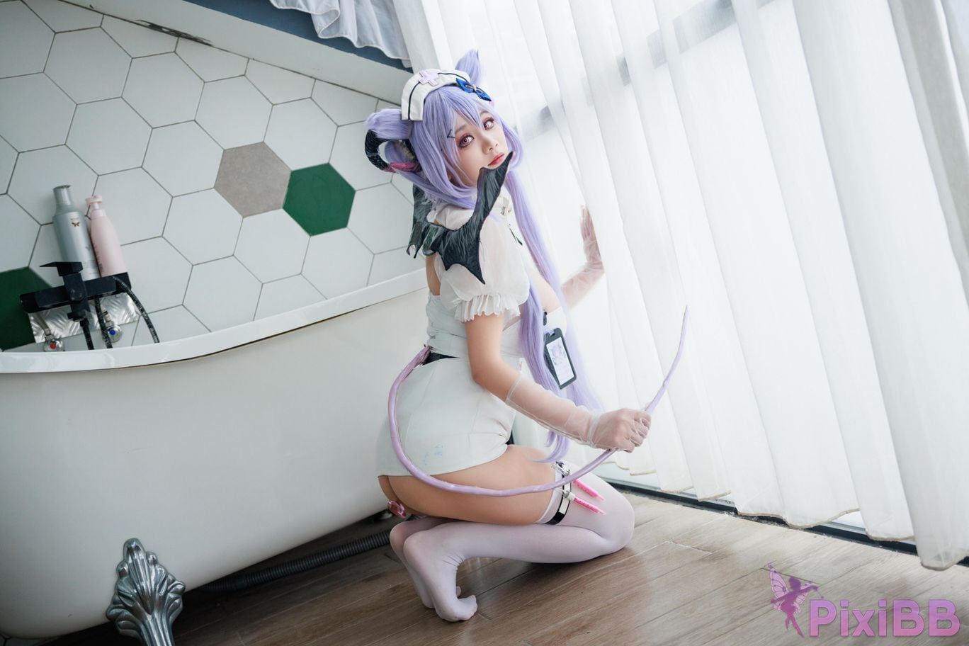 Cosplayer A Xuexue Genshin Carved succubus nurse PixiBB.COM 025