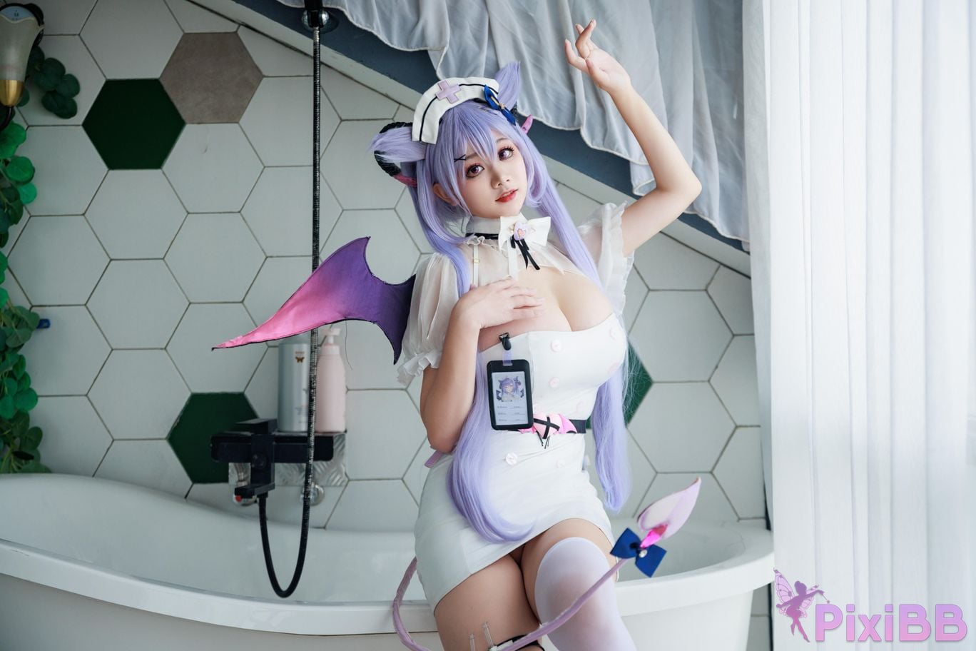 Cosplayer A Xuexue Genshin Carved succubus nurse PixiBB.COM 026