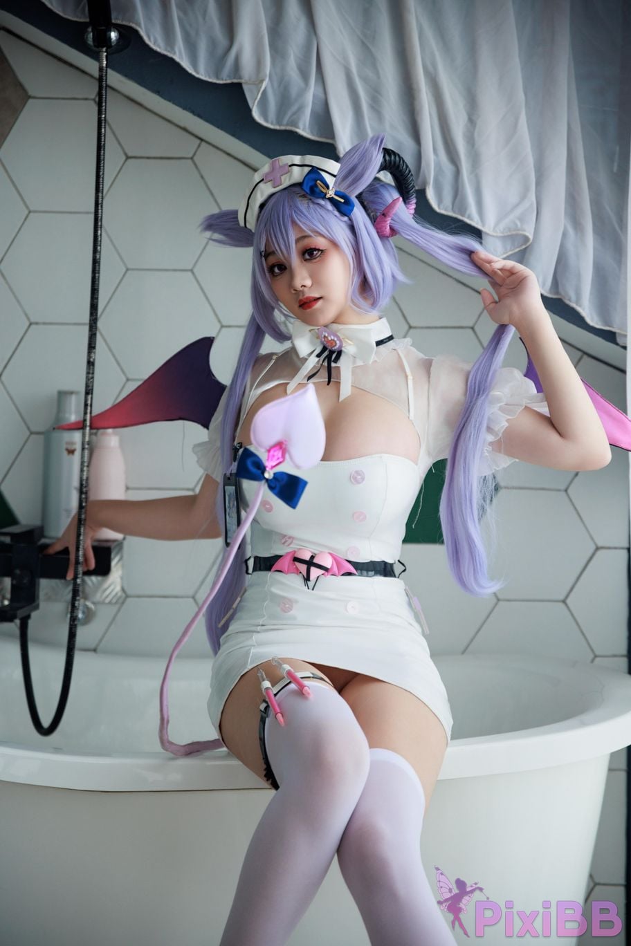 Cosplayer A Xuexue Genshin Carved succubus nurse PixiBB.COM 028