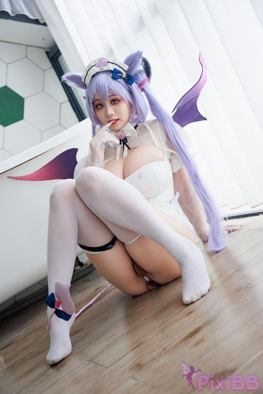 Cosplayer A Xuexue Genshin Carved succubus nurse PixiBB.COM 029