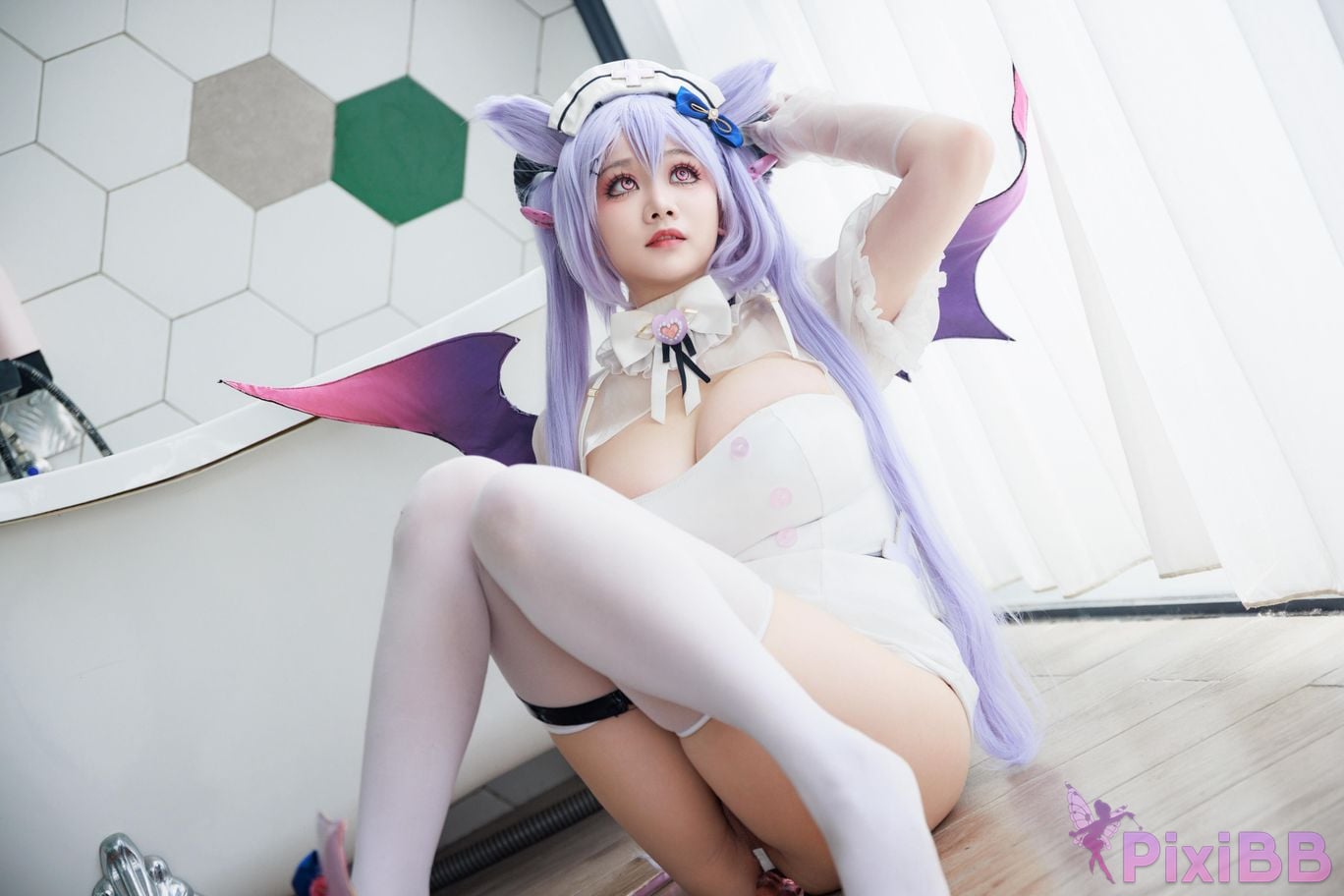 Cosplayer A Xuexue Genshin Carved succubus nurse PixiBB.COM 031