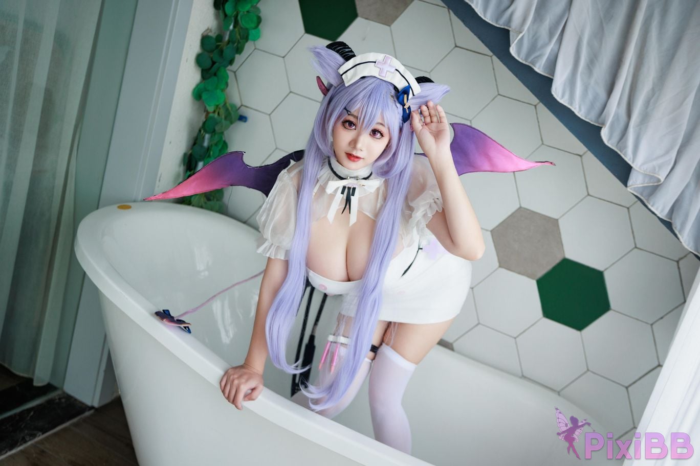 Cosplayer A Xuexue Genshin Carved succubus nurse PixiBB.COM 032