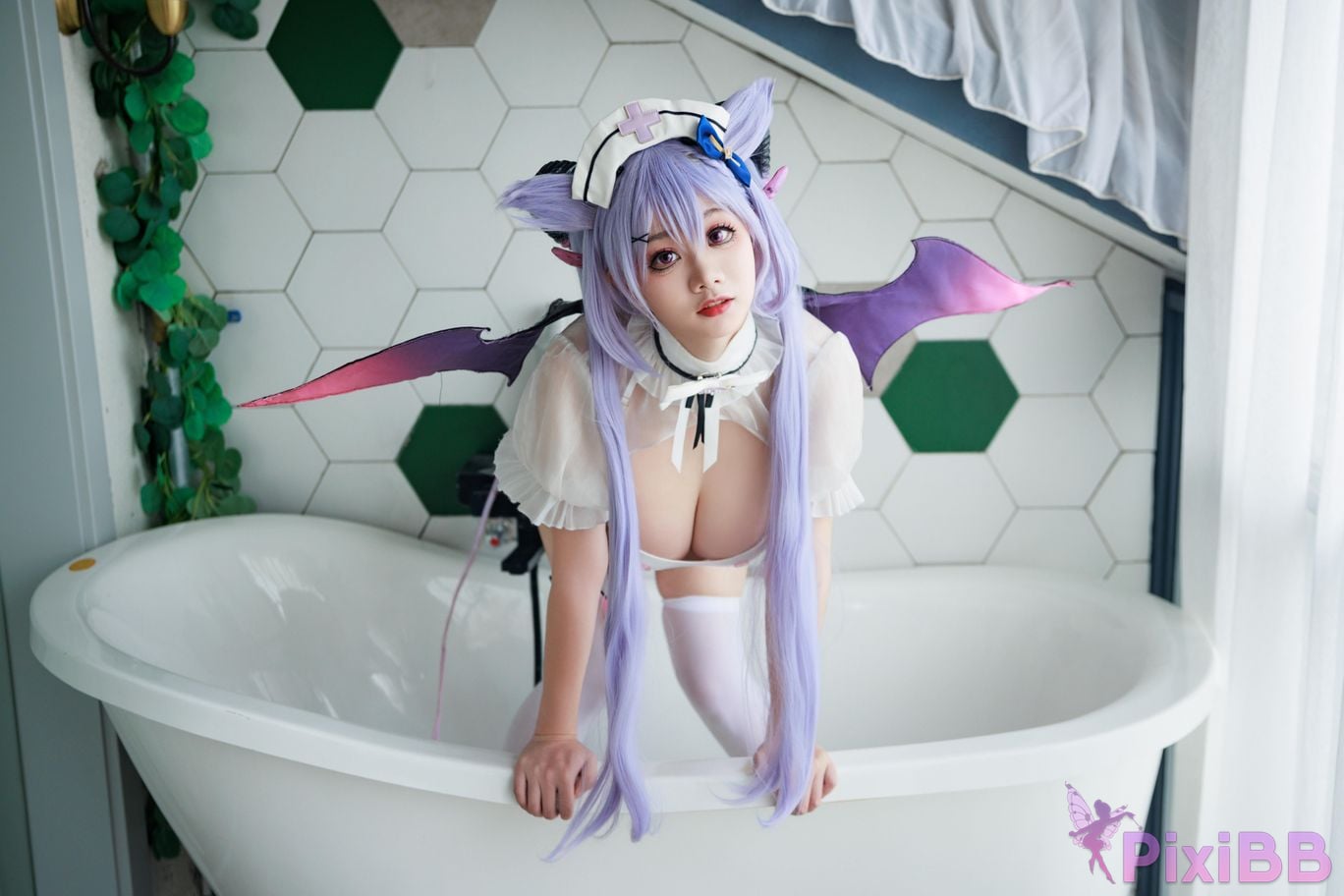 Cosplayer A Xuexue Genshin Carved succubus nurse PixiBB.COM 034