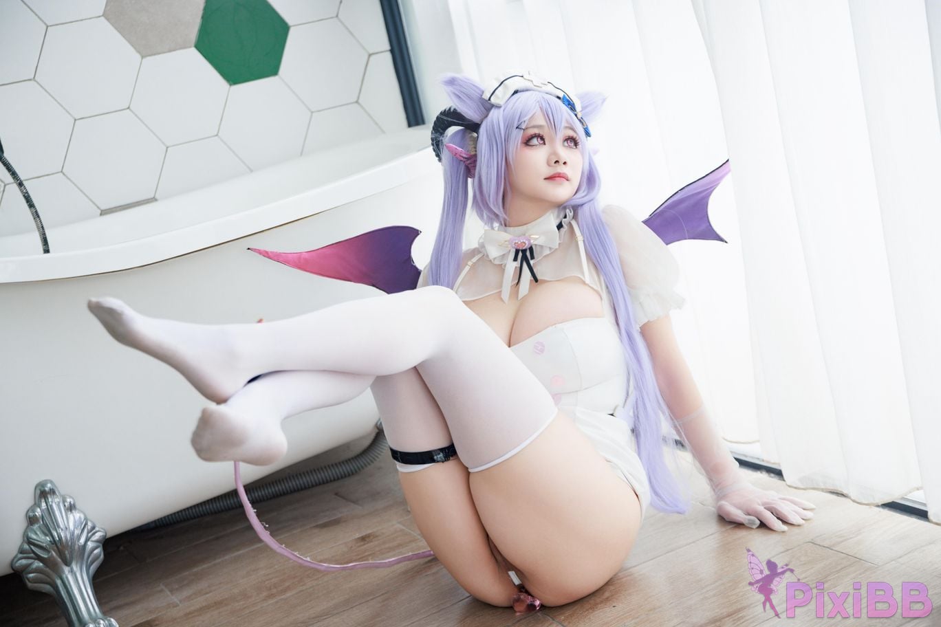 Cosplayer A Xuexue Genshin Carved succubus nurse PixiBB.COM 037