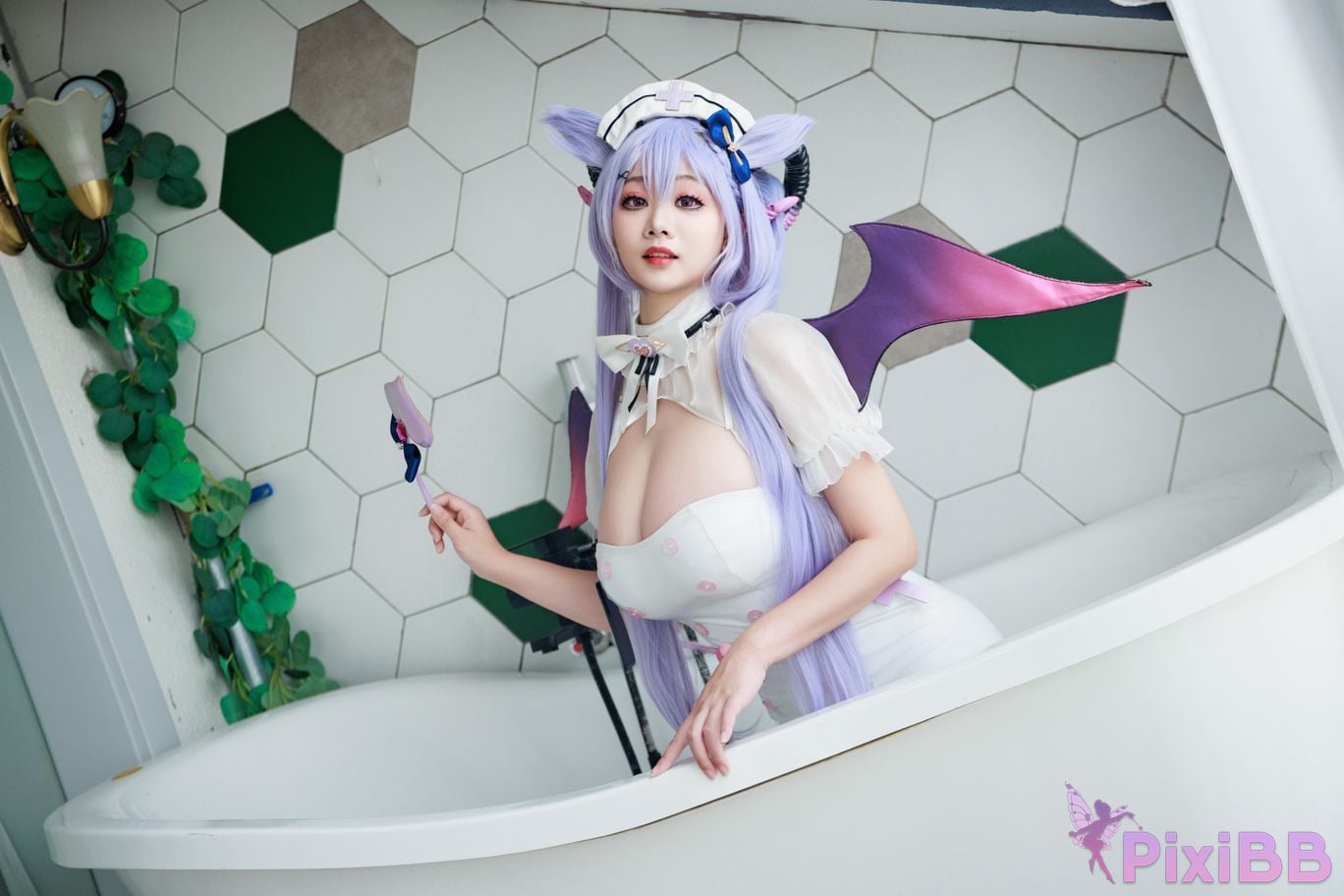Cosplayer A Xuexue Genshin Carved succubus nurse PixiBB.COM 038