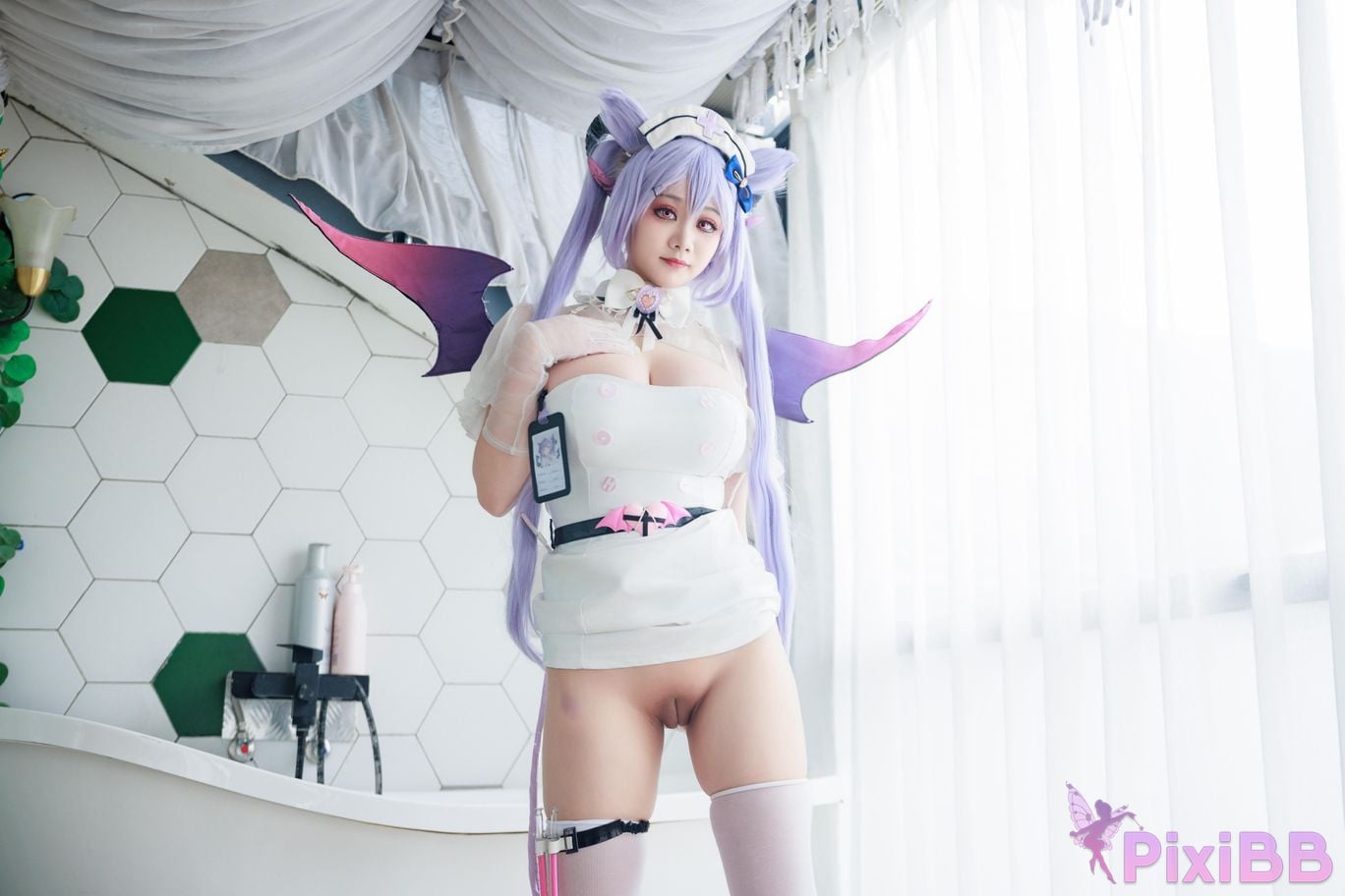 Cosplayer A Xuexue Genshin Carved succubus nurse PixiBB.COM 039