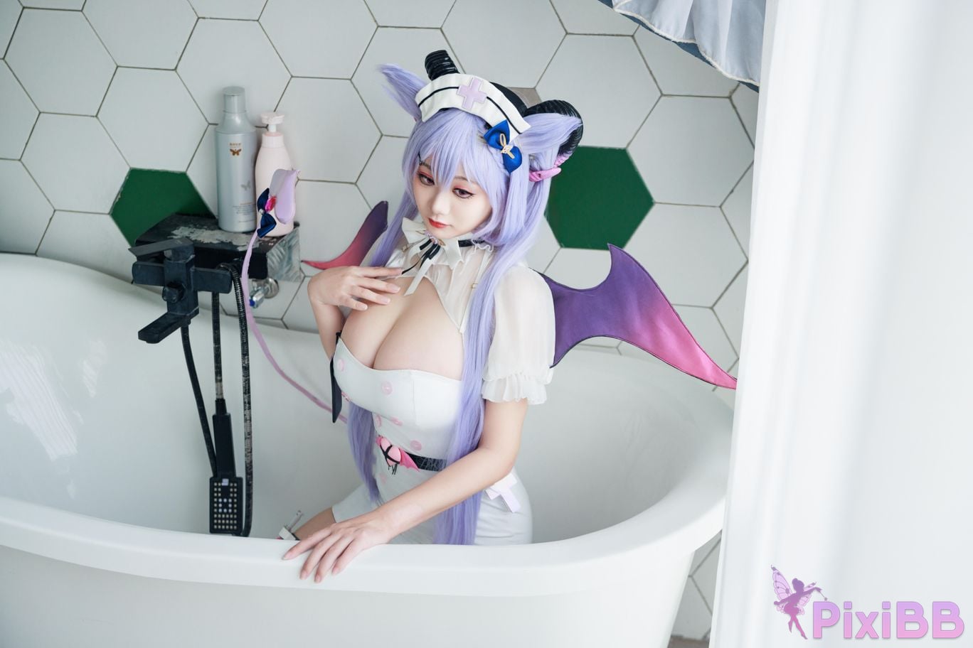 Cosplayer A Xuexue Genshin Carved succubus nurse PixiBB.COM 040