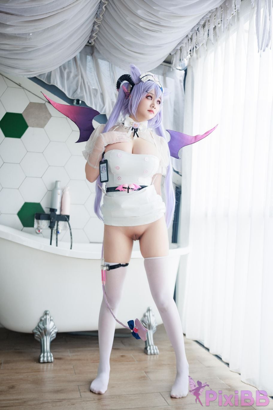 Cosplayer A Xuexue Genshin Carved succubus nurse PixiBB.COM 041