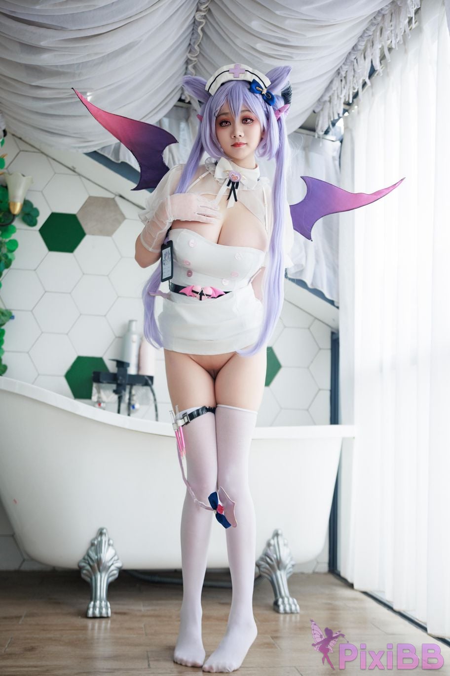 Cosplayer A Xuexue Genshin Carved succubus nurse PixiBB.COM 045