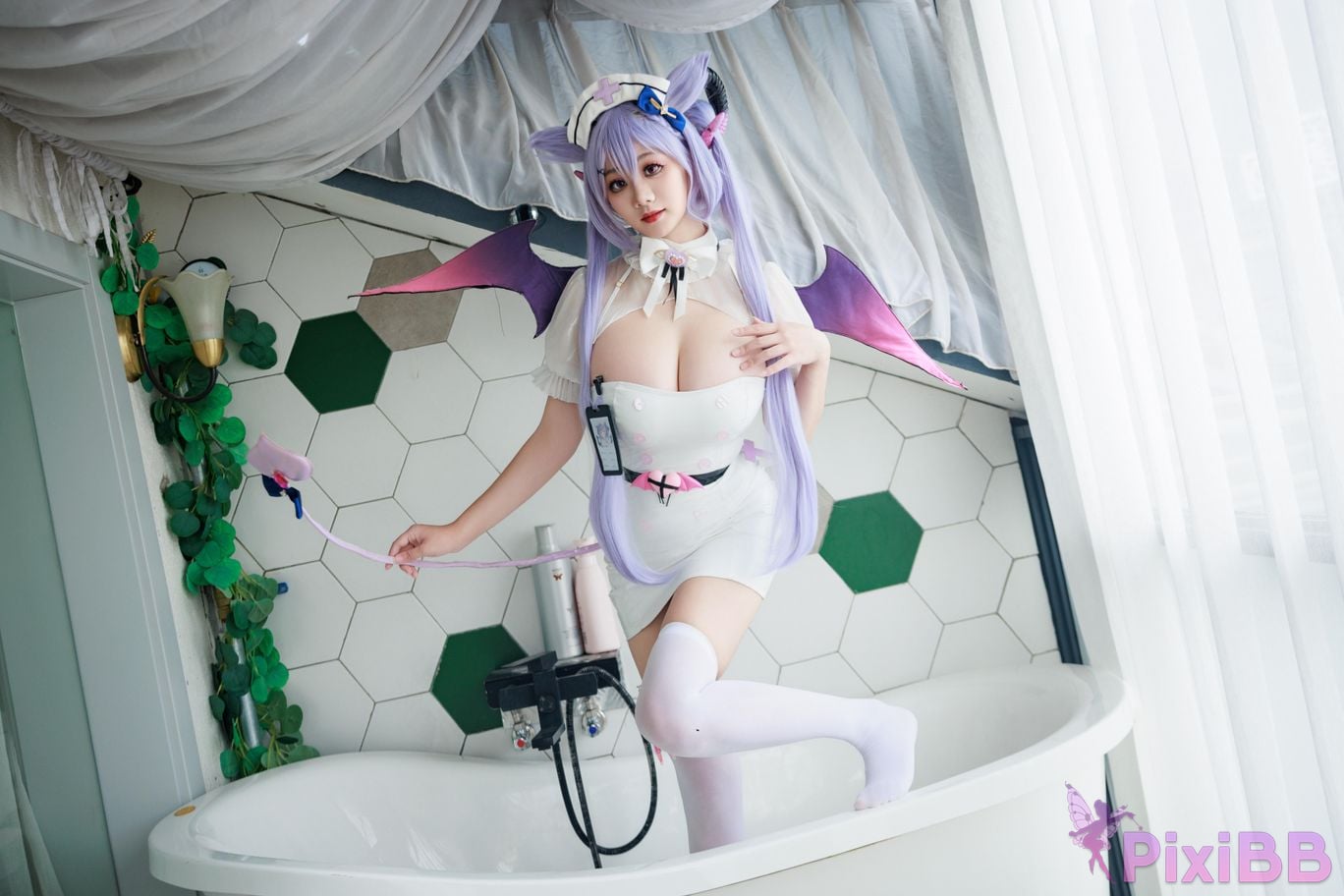 Cosplayer A Xuexue Genshin Carved succubus nurse PixiBB.COM 046