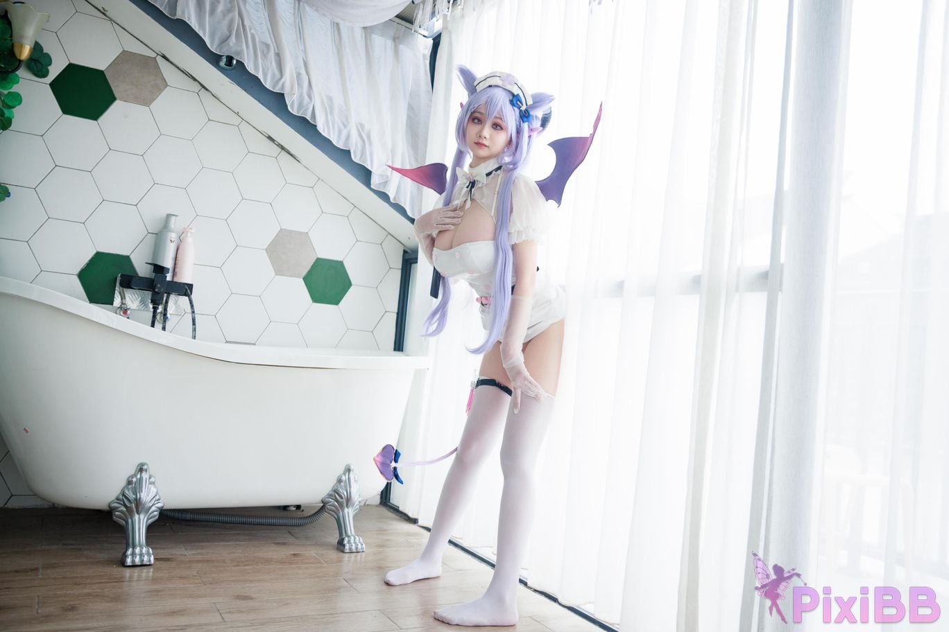 Cosplayer A Xuexue Genshin Carved succubus nurse PixiBB.COM 047