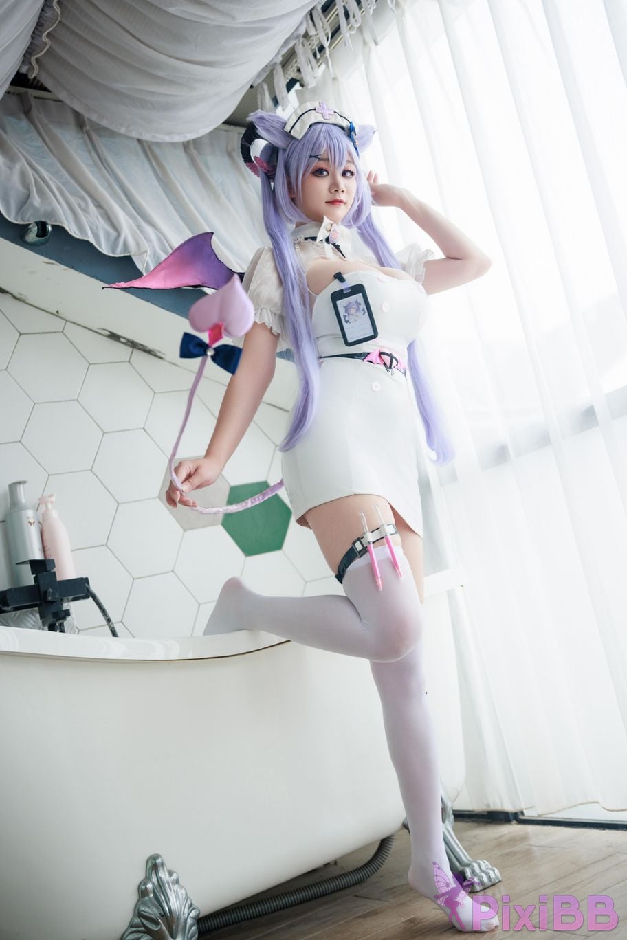 Cosplayer A Xuexue Genshin Carved succubus nurse PixiBB.COM 048