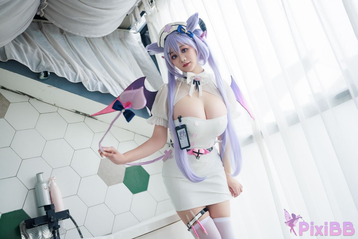Cosplayer A Xuexue Genshin Carved succubus nurse PixiBB.COM 050