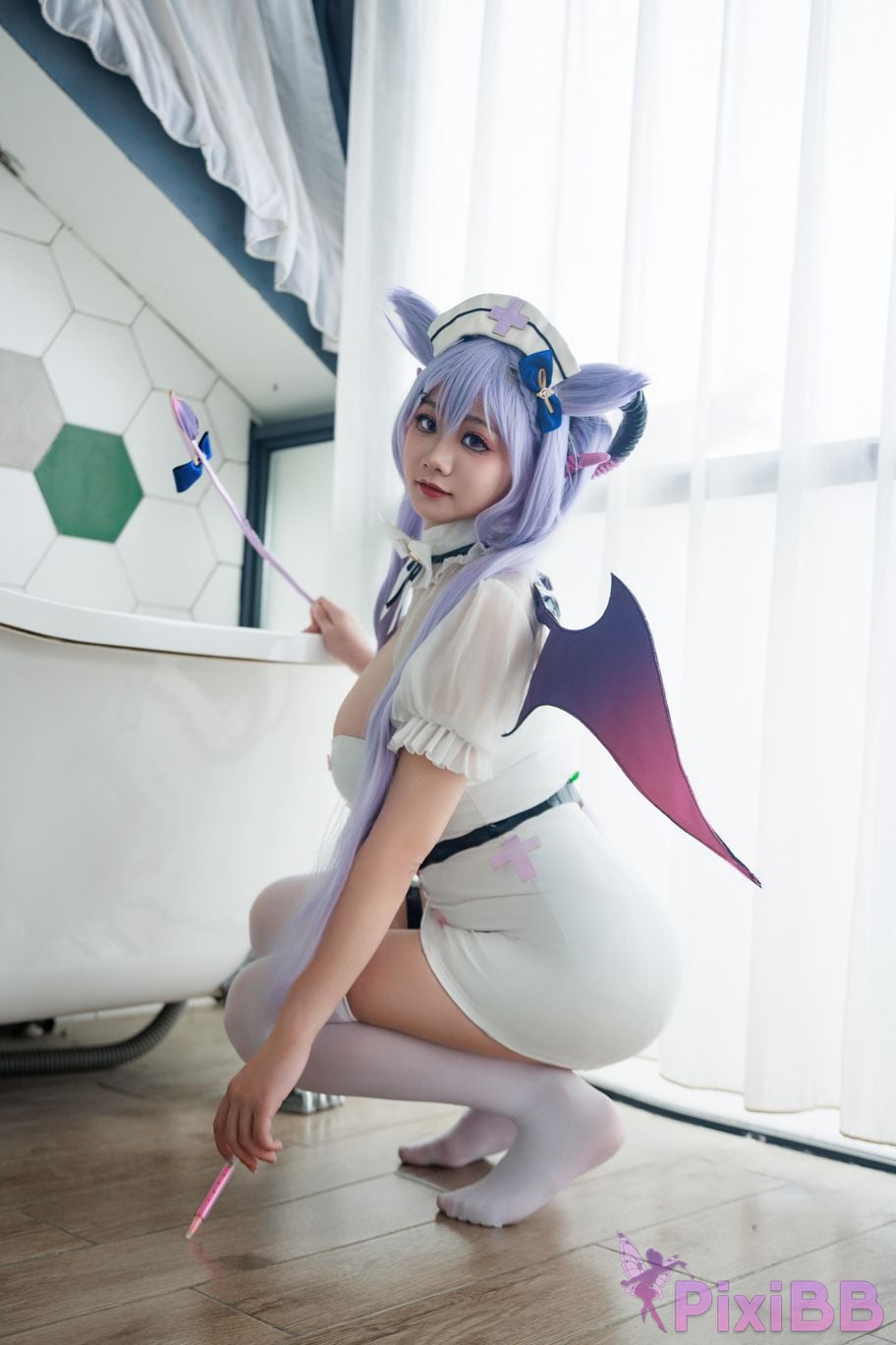 Cosplayer A Xuexue Genshin Carved succubus nurse PixiBB.COM 052