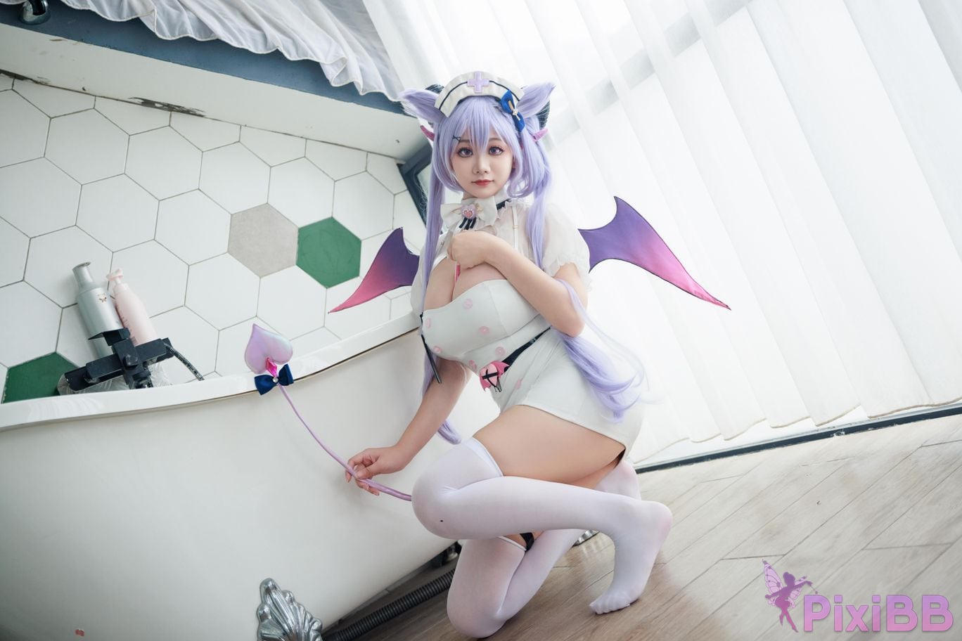 Cosplayer A Xuexue Genshin Carved succubus nurse PixiBB.COM 054