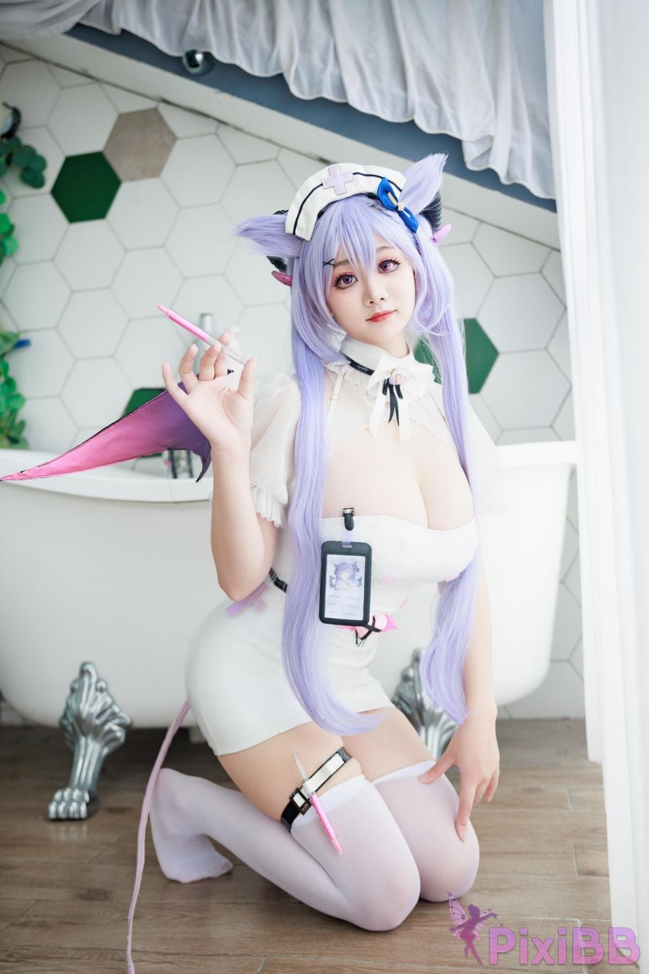 Cosplayer A Xuexue Genshin Carved succubus nurse PixiBB.COM 056