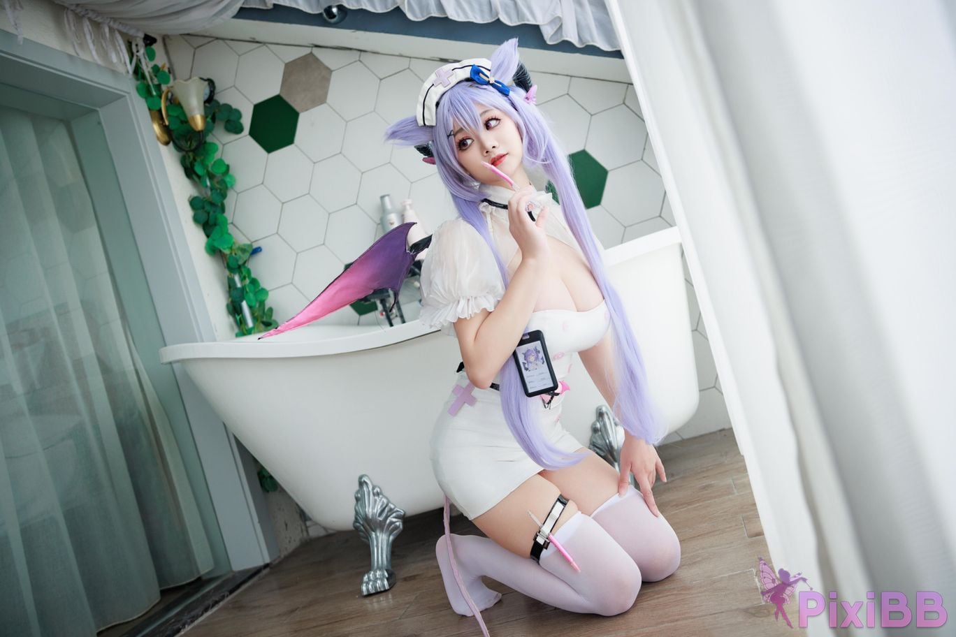 Cosplayer A Xuexue Genshin Carved succubus nurse PixiBB.COM 060