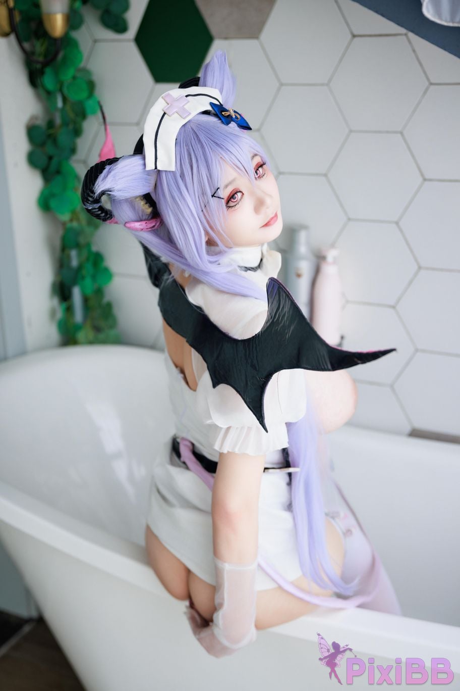 Cosplayer A Xuexue Genshin Carved succubus nurse PixiBB.COM 063