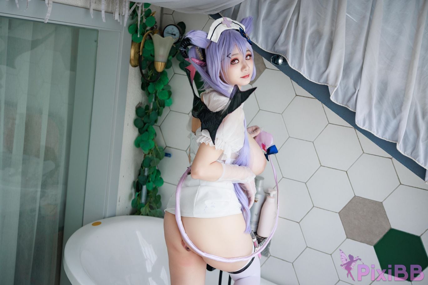 Cosplayer A Xuexue Genshin Carved succubus nurse PixiBB.COM 070