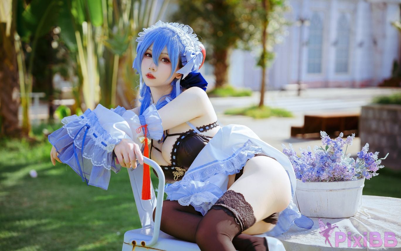 Cosplayer Last night 787 Genshin Ganyu fan maid PixiBB.COM 014