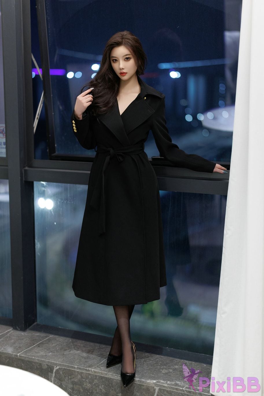 No watermark for in app purchases Yang Chenchen Yome XIUREN Model Black erotic lingerie PixiBB.COM 004