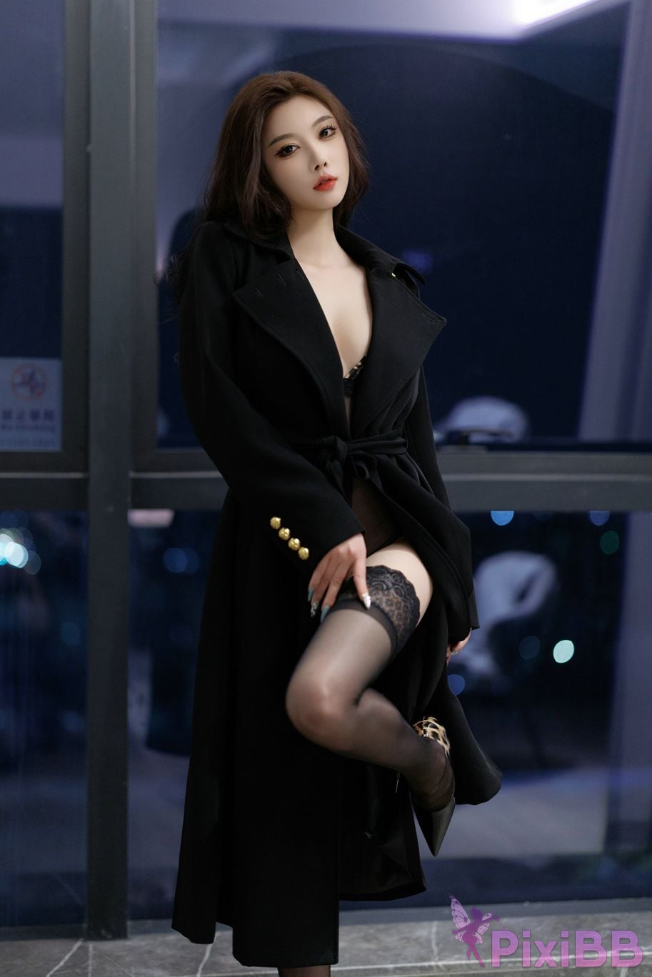 No watermark for in app purchases Yang Chenchen Yome XIUREN Model Black erotic lingerie PixiBB.COM 011