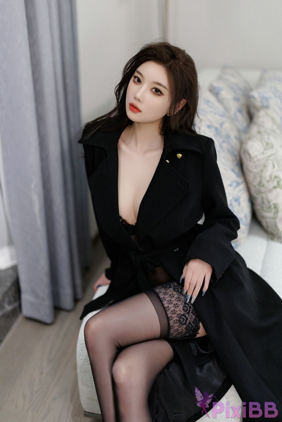 No watermark for in app purchases Yang Chenchen Yome XIUREN Model Black erotic lingerie PixiBB.COM 015