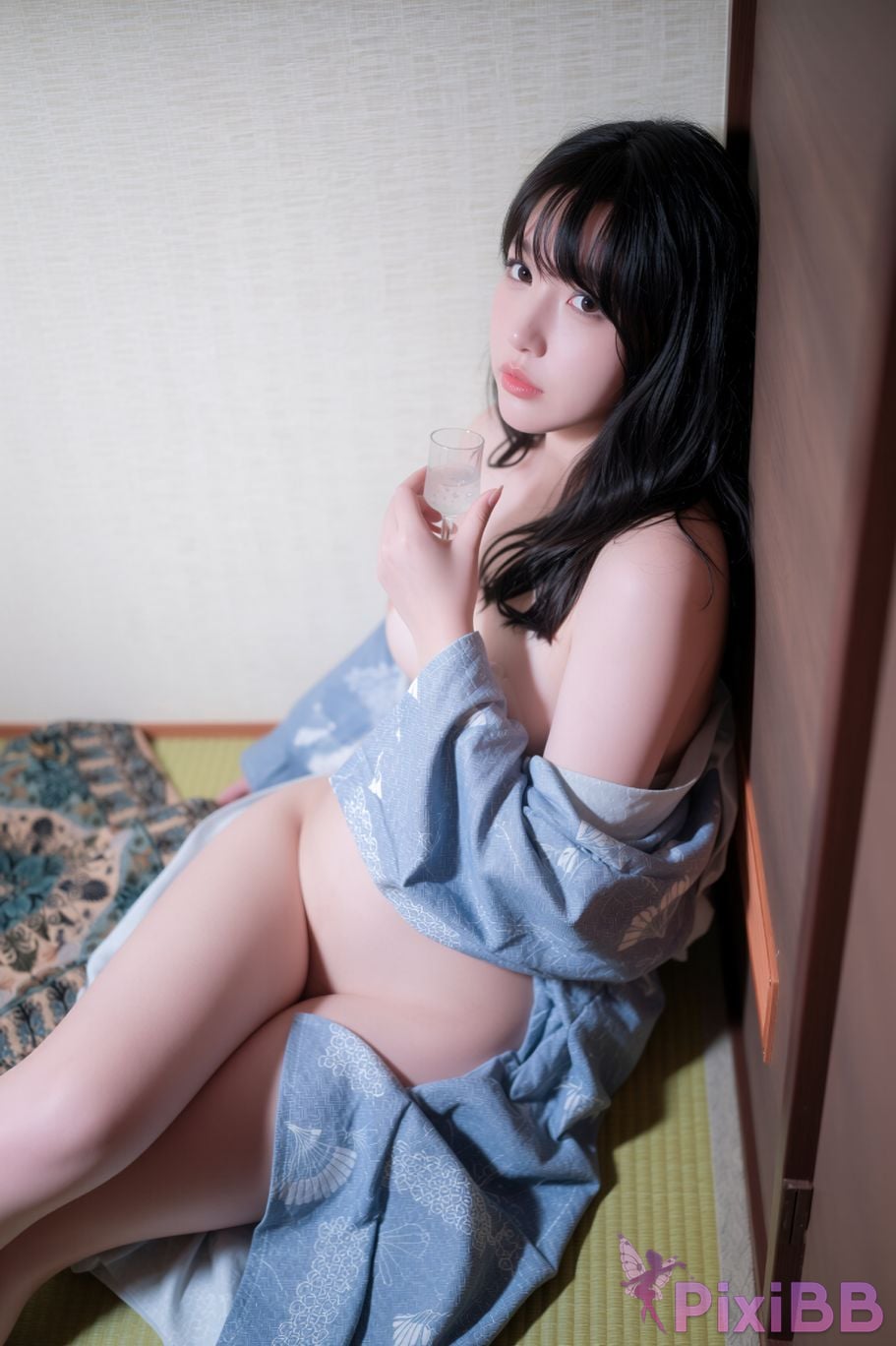 AI Enhanced BLUECAKE Lee Ahrin KIMONO PixiBB.COM 001