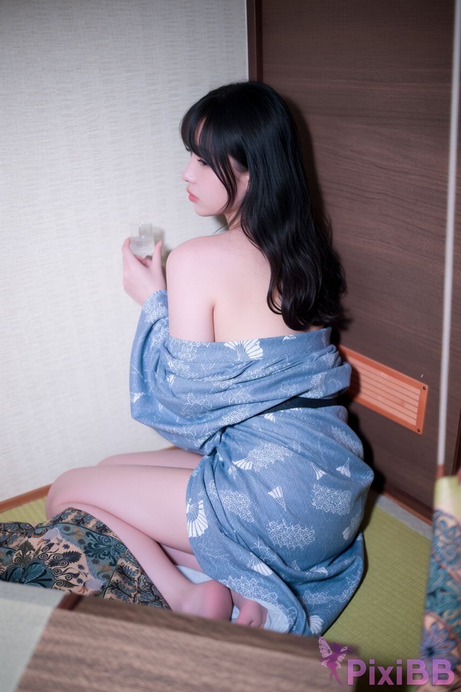 AI Enhanced BLUECAKE Lee Ahrin KIMONO PixiBB.COM 013