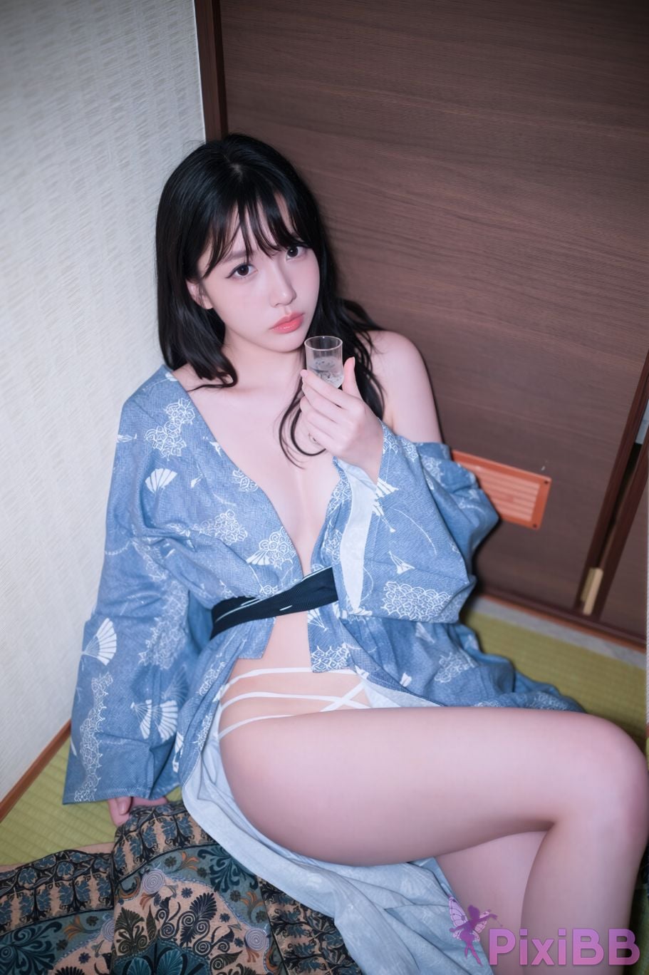AI Enhanced BLUECAKE Lee Ahrin KIMONO PixiBB.COM 019