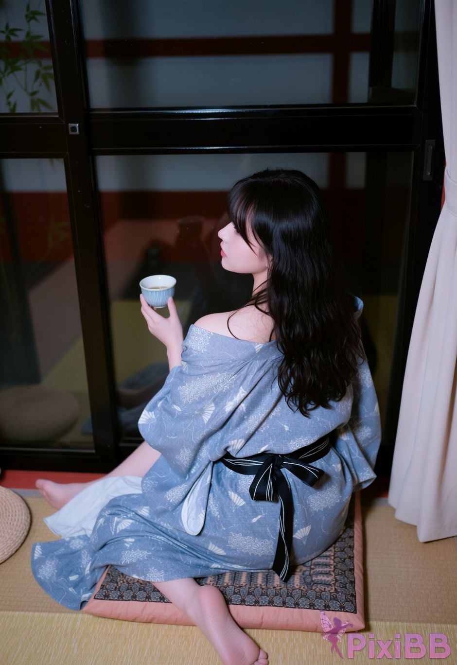 AI Enhanced BLUECAKE Lee Ahrin KIMONO PixiBB.COM 025