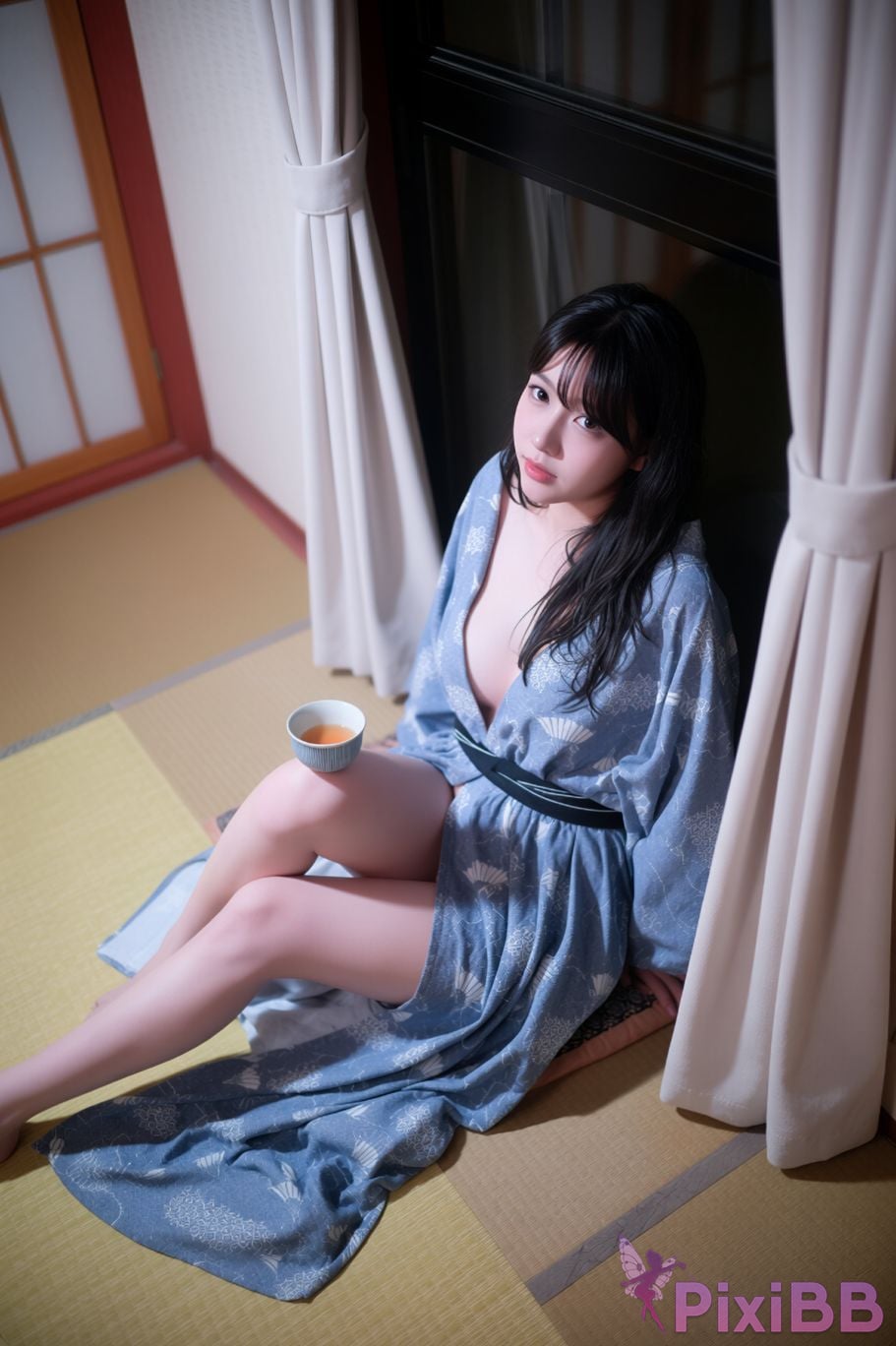 AI Enhanced BLUECAKE Lee Ahrin KIMONO PixiBB.COM 026