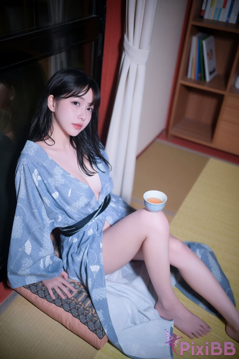 AI Enhanced BLUECAKE Lee Ahrin KIMONO PixiBB.COM 027