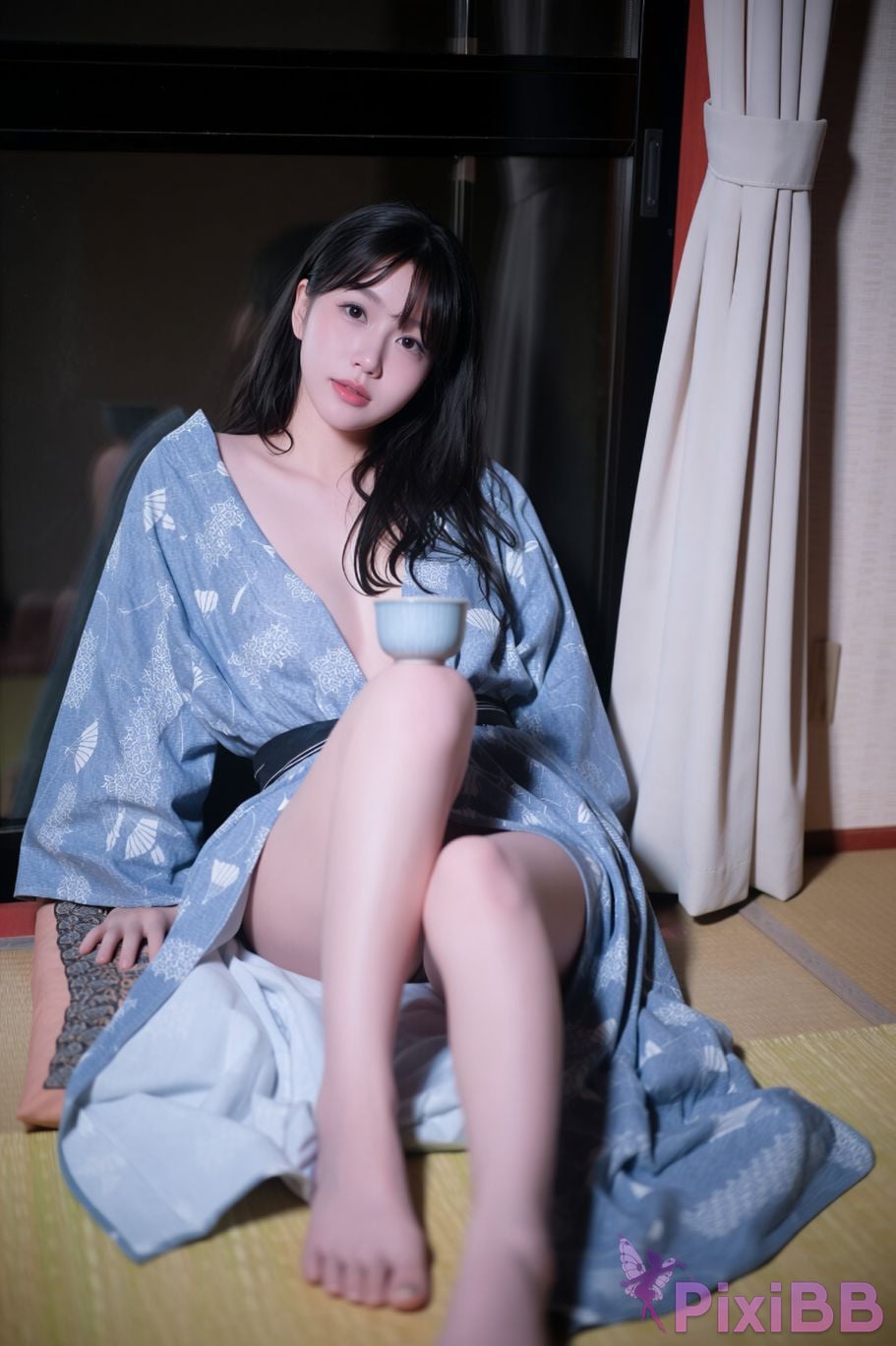 AI Enhanced BLUECAKE Lee Ahrin KIMONO PixiBB.COM 028