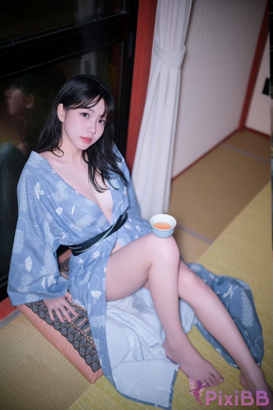 AI Enhanced BLUECAKE Lee Ahrin KIMONO PixiBB.COM 029
