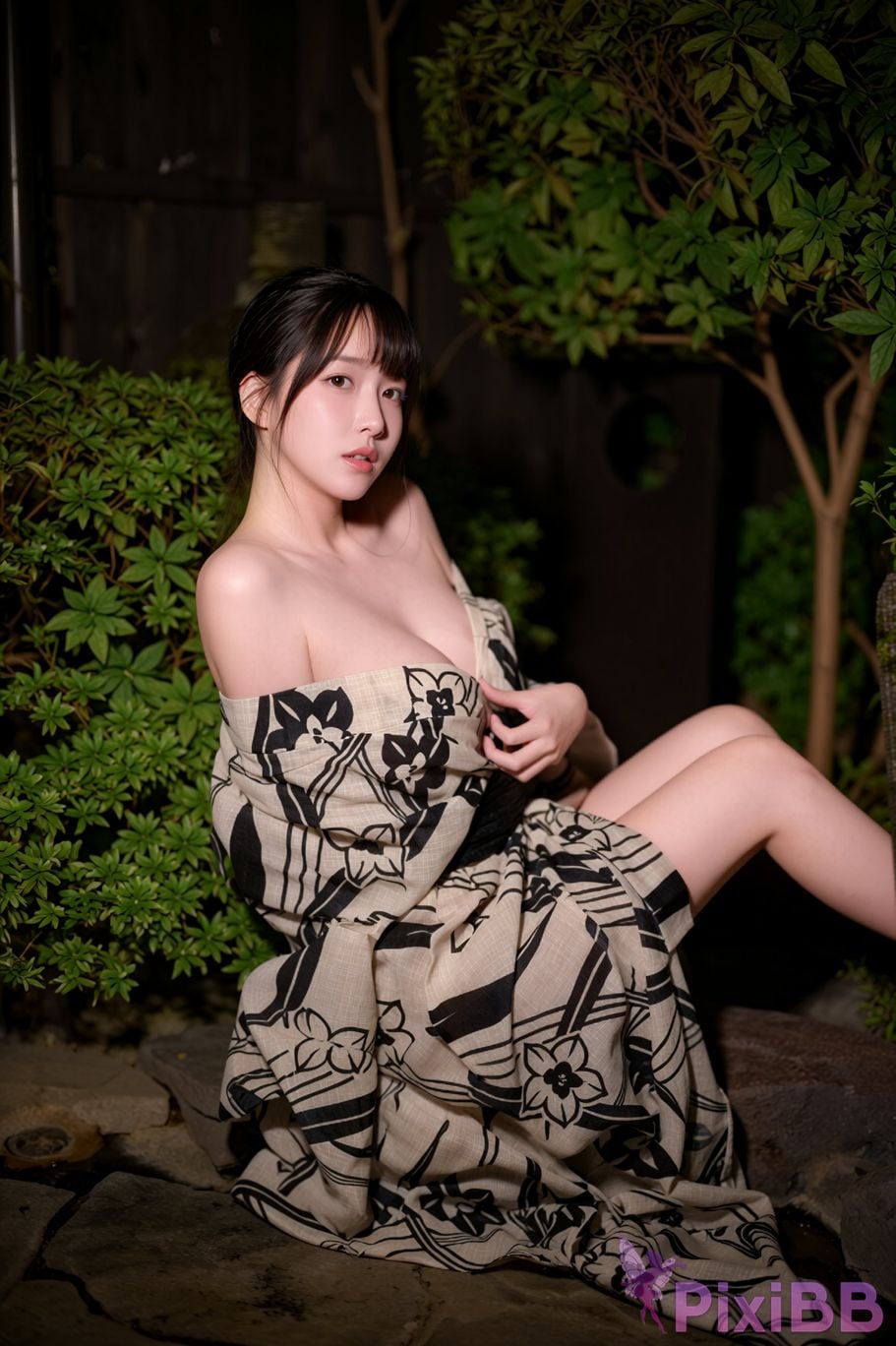 AI Enhanced BLUECAKE Lee Ahrin KIMONO PixiBB.COM 056