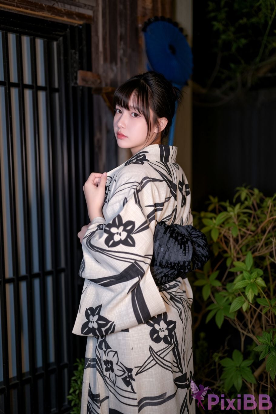 AI Enhanced BLUECAKE Lee Ahrin KIMONO PixiBB.COM 061