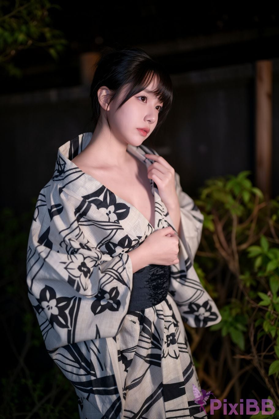 AI Enhanced BLUECAKE Lee Ahrin KIMONO PixiBB.COM 062